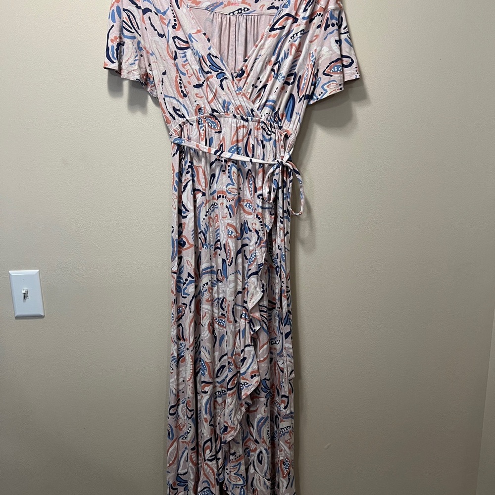 Isabel Maternity by Ingrid & Isabel Pink and Blue Paisley Maxi Dress